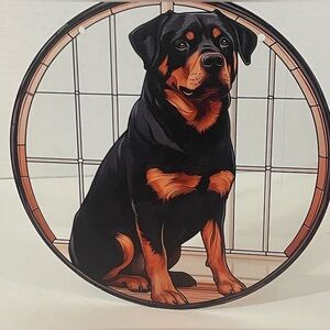 Suncatcher Acrylic Rottweiler Dog Decoration Round Home & Garden Decor